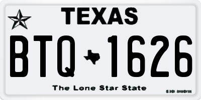 TX license plate BTQ1626