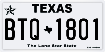 TX license plate BTQ1801