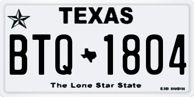 TX license plate BTQ1804