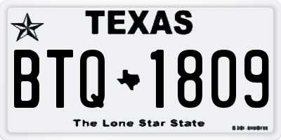 TX license plate BTQ1809