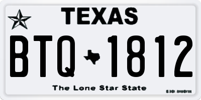 TX license plate BTQ1812