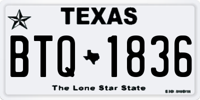 TX license plate BTQ1836