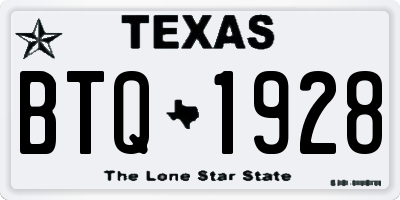 TX license plate BTQ1928