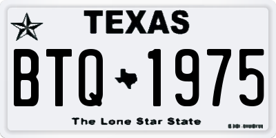 TX license plate BTQ1975