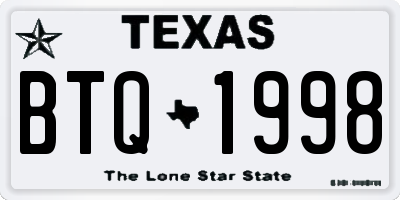 TX license plate BTQ1998