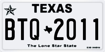 TX license plate BTQ2011