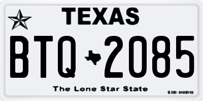 TX license plate BTQ2085