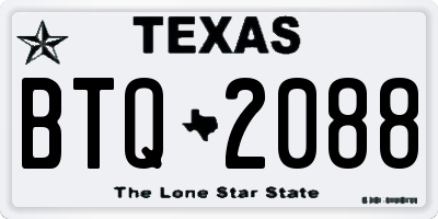 TX license plate BTQ2088
