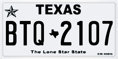 TX license plate BTQ2107
