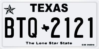 TX license plate BTQ2121
