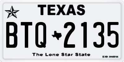 TX license plate BTQ2135