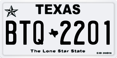 TX license plate BTQ2201