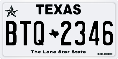 TX license plate BTQ2346