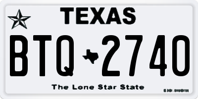 TX license plate BTQ2740