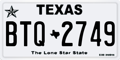 TX license plate BTQ2749