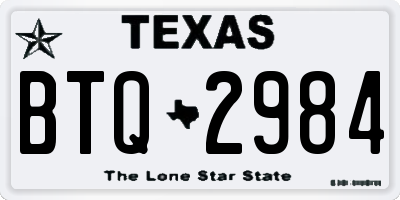 TX license plate BTQ2984