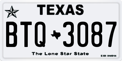 TX license plate BTQ3087