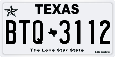 TX license plate BTQ3112