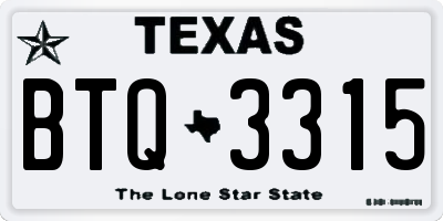 TX license plate BTQ3315