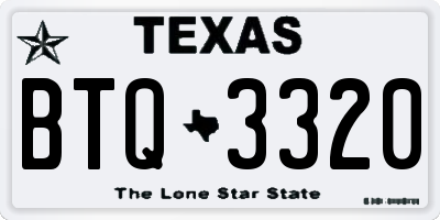 TX license plate BTQ3320