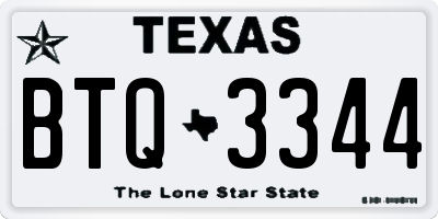 TX license plate BTQ3344