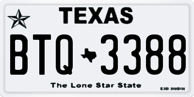 TX license plate BTQ3388