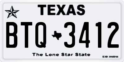 TX license plate BTQ3412