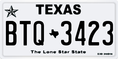 TX license plate BTQ3423