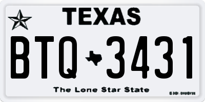TX license plate BTQ3431