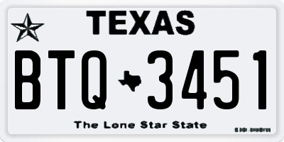 TX license plate BTQ3451
