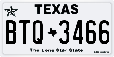 TX license plate BTQ3466