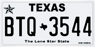 TX license plate BTQ3544