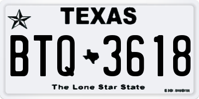 TX license plate BTQ3618