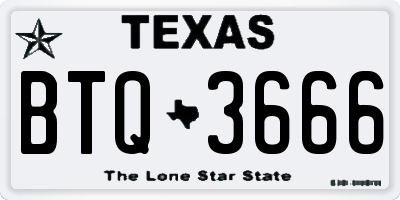 TX license plate BTQ3666