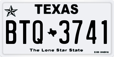 TX license plate BTQ3741