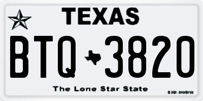 TX license plate BTQ3820