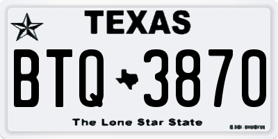 TX license plate BTQ3870