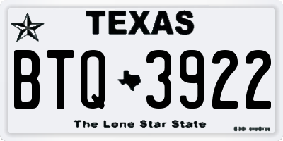 TX license plate BTQ3922