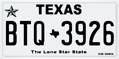 TX license plate BTQ3926