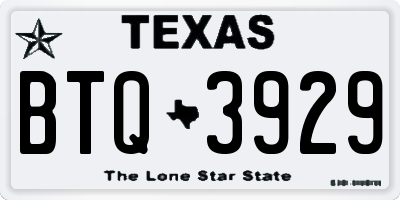 TX license plate BTQ3929