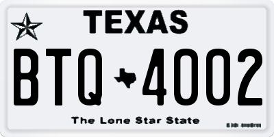 TX license plate BTQ4002