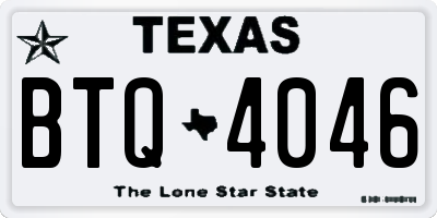 TX license plate BTQ4046