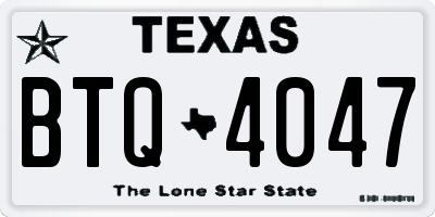 TX license plate BTQ4047
