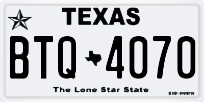 TX license plate BTQ4070