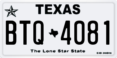 TX license plate BTQ4081