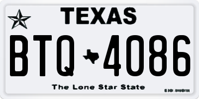 TX license plate BTQ4086