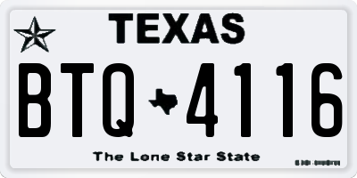 TX license plate BTQ4116