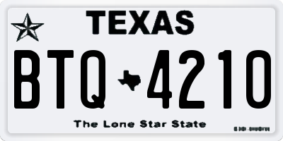 TX license plate BTQ4210