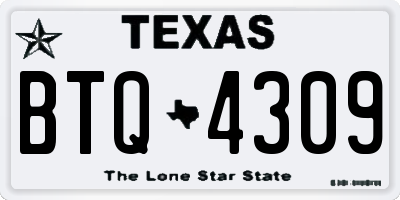 TX license plate BTQ4309