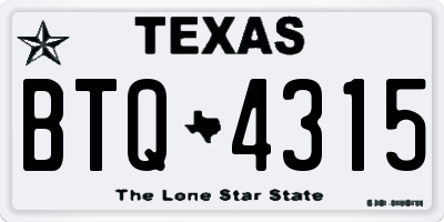 TX license plate BTQ4315